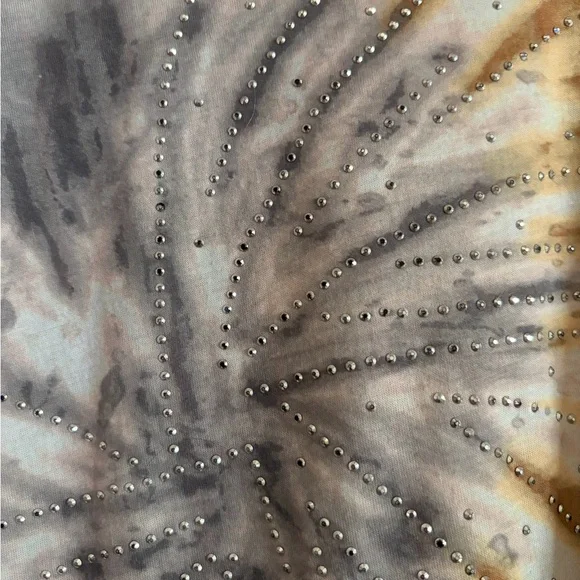 Essentials Pink and Gray Tie-Dye V-Neck Top - Picture 5 of 5